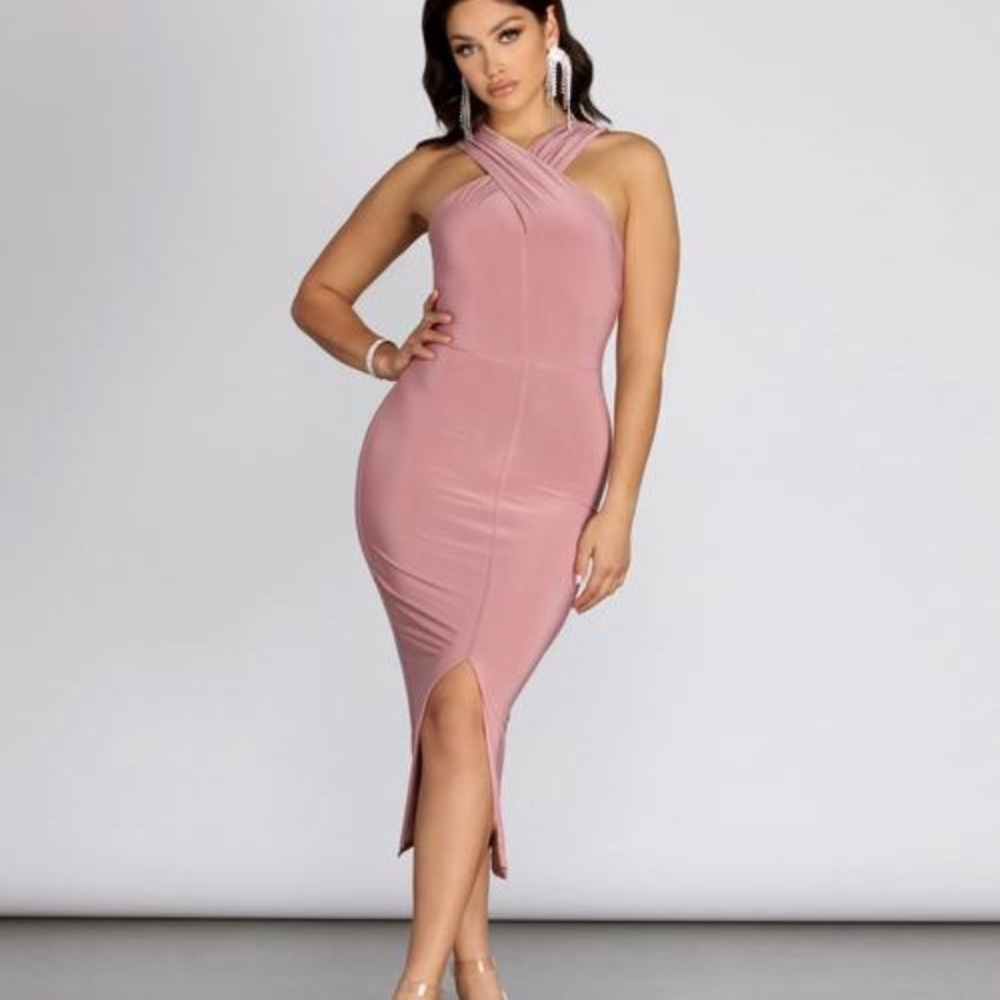 NWT Windsor Tamra Cross Neck Midi Formal Dress